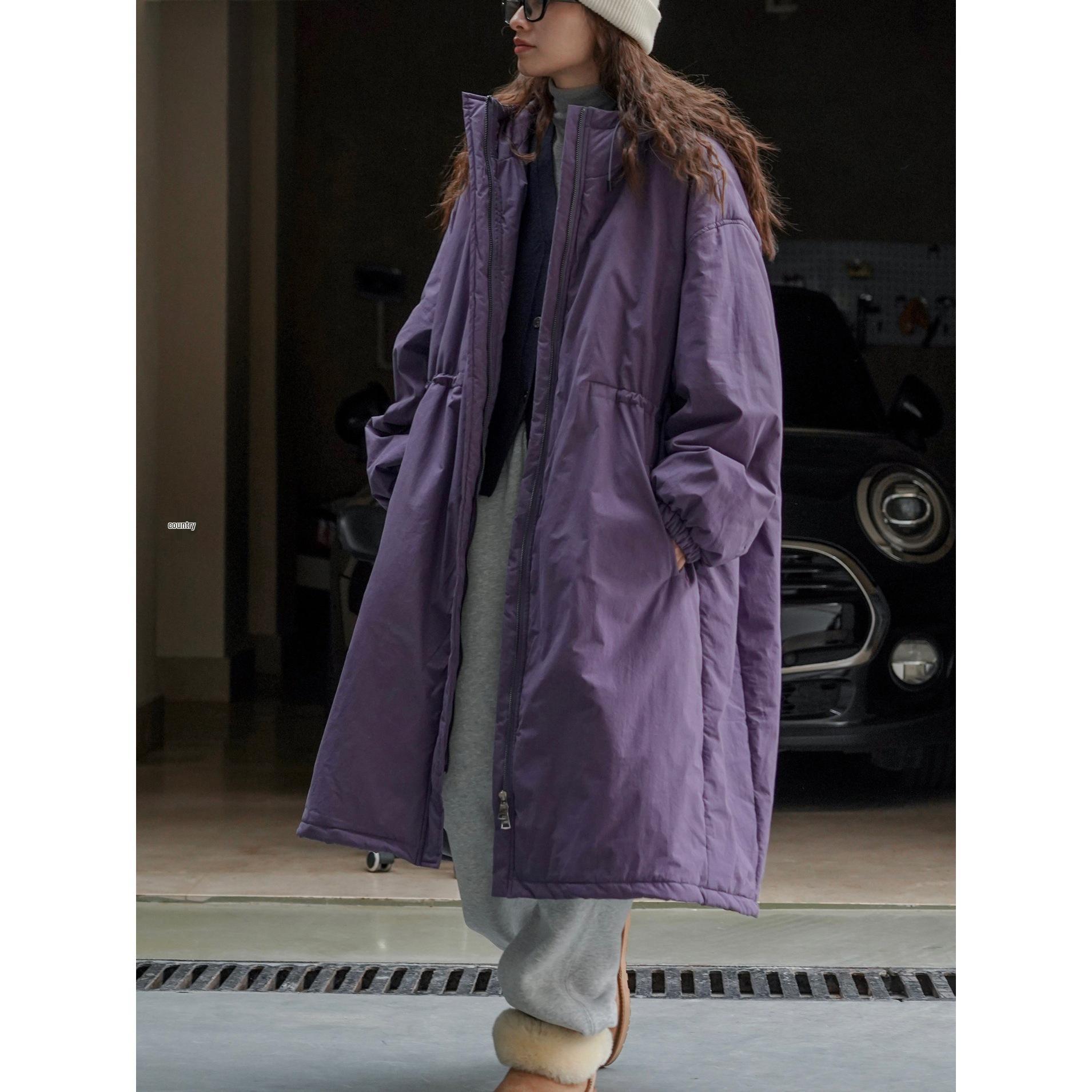 

Зимний корейский хлопковый худи Louvre: Повседневный Ленивый Стиль, Свободный Силуэт, Стройнящий, Теплый, Молния, Длинная Верхняя Одежда для Женщин Medium фиолетовый