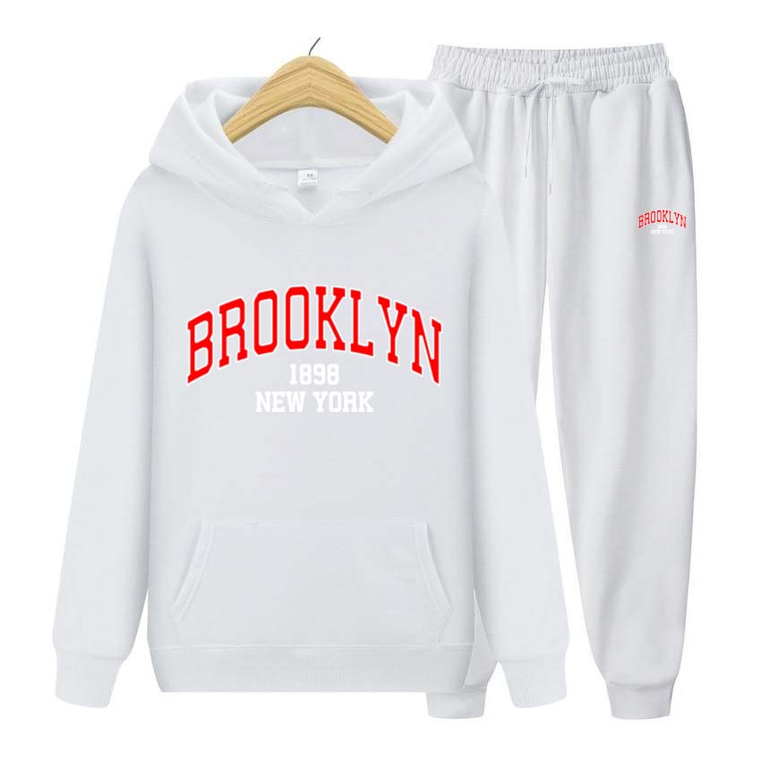 Men's Sets 1898 Brooklyn Print Sweatshirt Sport Suit Tracksuit 2 Pieces Set Sweatshirt+Pants Suit Hoodie Sportswear Jogging