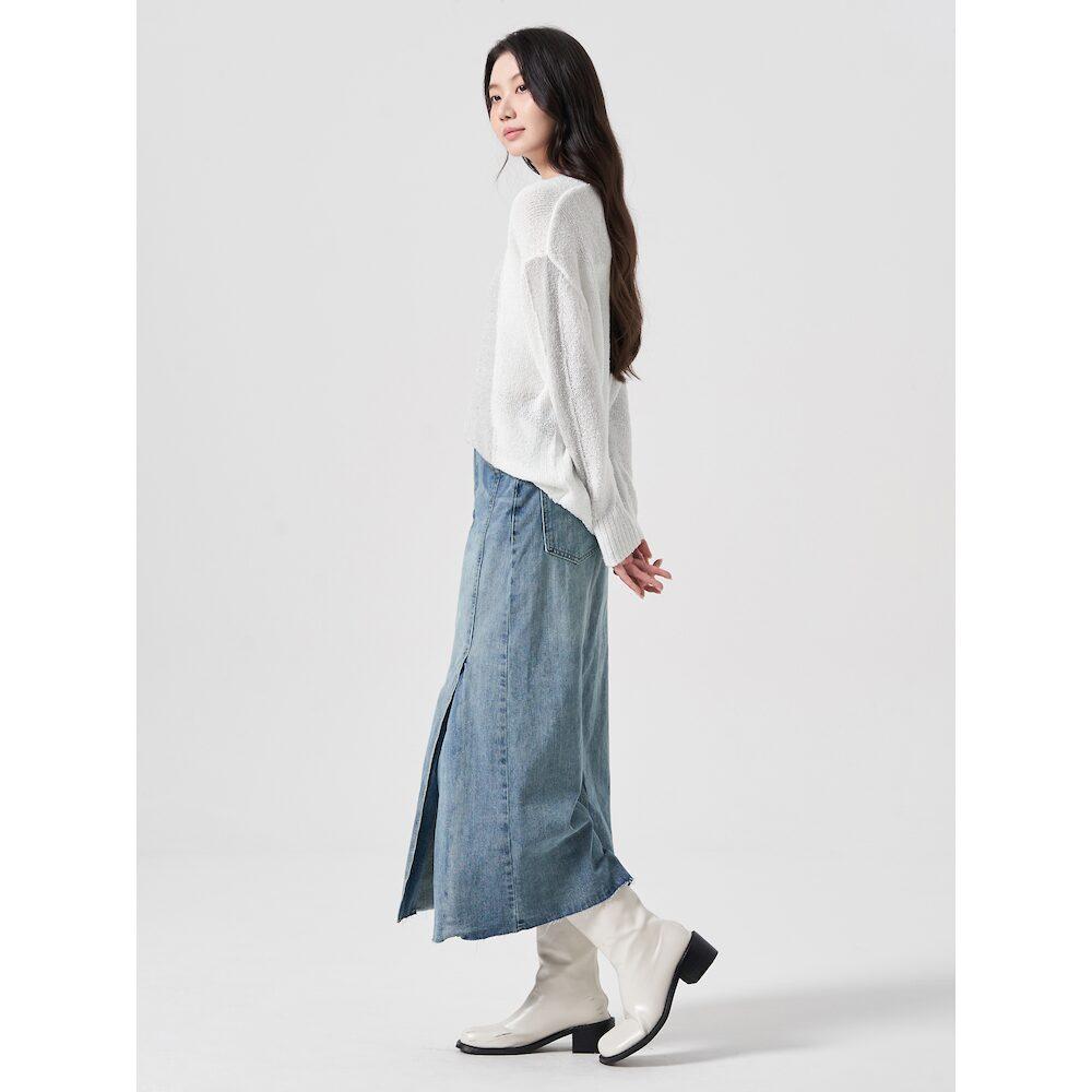 8seconds Washed Denim Long Skirt Sky Blue (164827Gpdq)