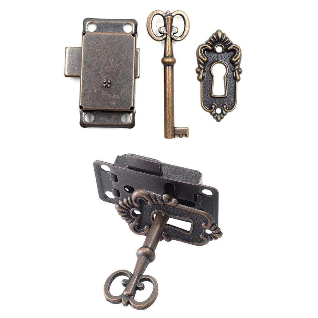 Serrature per Cassetti in Ferro Battuto a Filo Serratura Decorativa per Mobili Serratura Antica per Scatola Porta Gioielli con per Chiave per Casa