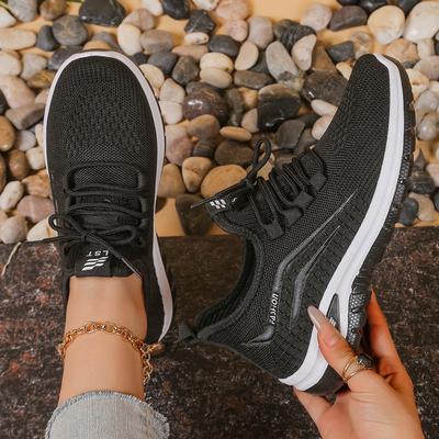 Sportschuhe für Damen, Sommer Atmungsaktiver Freizeit-Einzelschuh, Fly Woven Schnürschuhe für Damen, Weiche Sohle, Nicht Ermüdende Laufschuhe