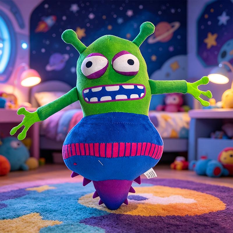 Soft Cartoon Plush Doll Alien Big Ear Rabbit Robot Stuffed Toy Fluffy Character Figure Decor Gift For Kids And Teens