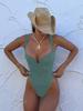One-piece swimsuit female sexy high fork deep V chest vacation explosion European and American swimsuit