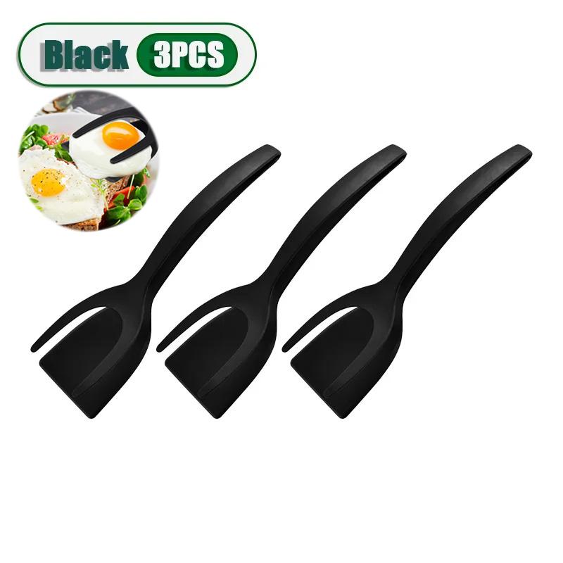 2 In 1 Nylon Grip Flip Tongs Egg Spatula Tongs Steak Spatula Tongs Clamp Pancake Fried Turners Kitchen Accessories