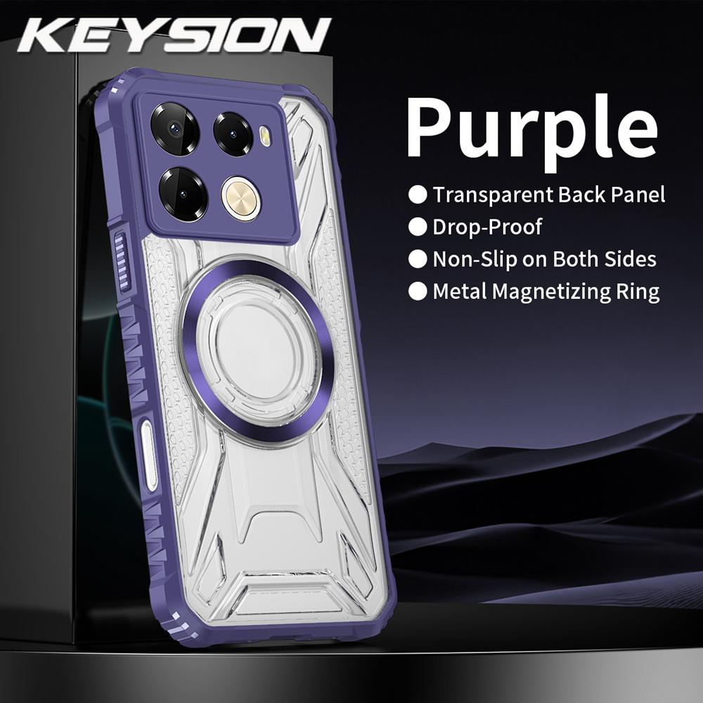 

KEYSION Прозрачный Магнитный Чехол для Infinix Note 40 Pro+5G 40 4G Сверхпрочный Ударопрочный Чехол для Телефона для Infinix Note 30 Pro 4G for Infinix Note 30 4G фиолетовый