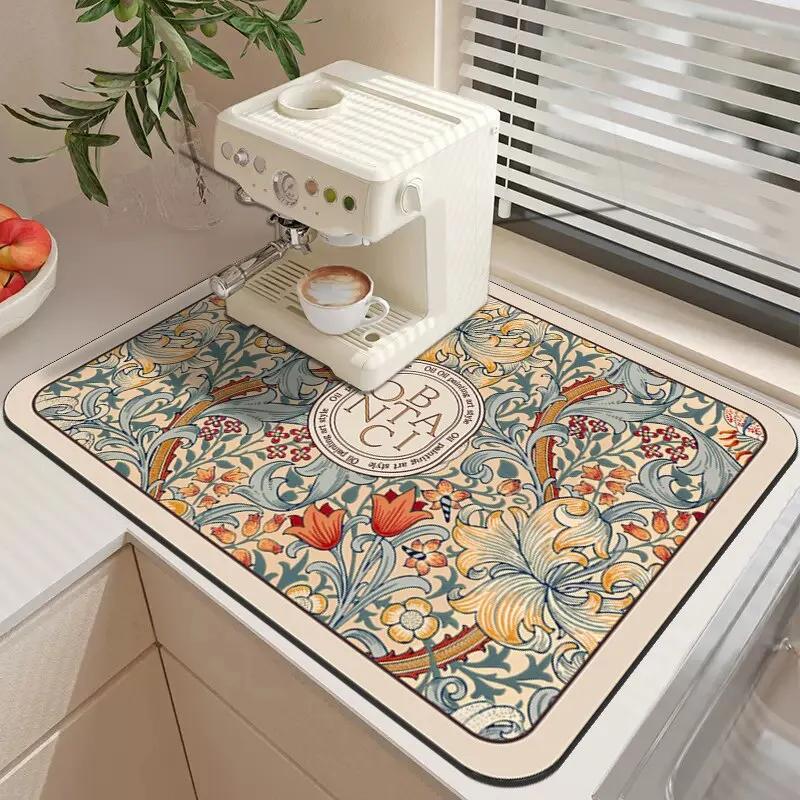 

Kitchen drainage diite mat for home dining table absorbent mat tableware no-wash dining table coffee mat bowl plate drying mat 30x40cm