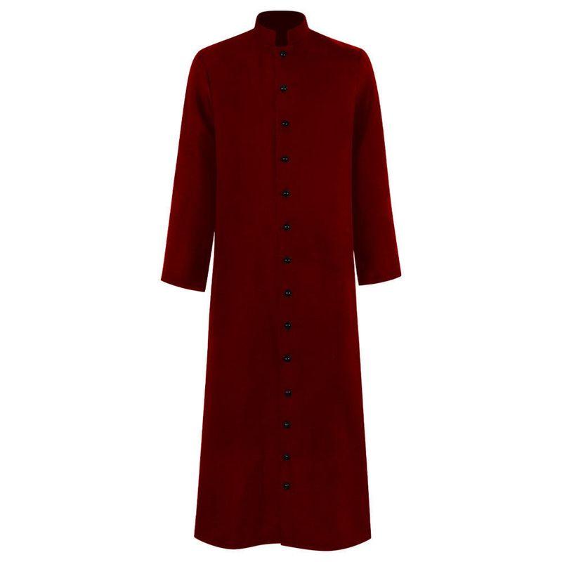 Halloween Cosplay Kleidung Mittelalterliche Mönchskutte Zaubererkleidung Klerikerkleid Kirche Priester Klerikerkleid Wine Red M black