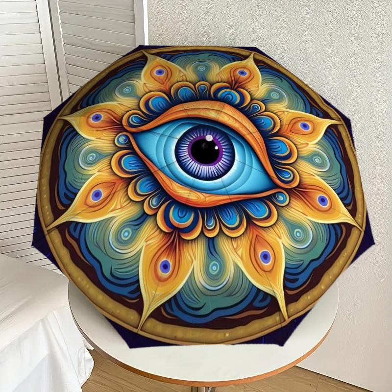 

1pc Eyes of the Soul Mandala Umbrella with Plastic Handle,Suitable for All Seasons Home Travel Outdoor UmbrellaDD025