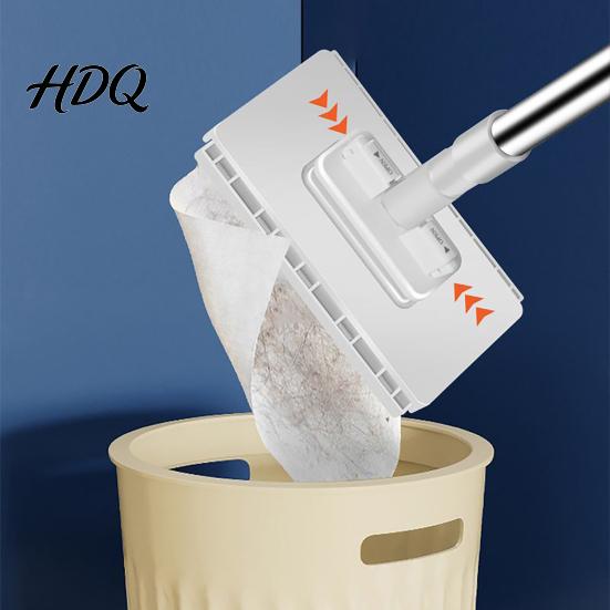Klick-Griff Mopp 100 cm Händefrei Mehrzweck Flachmopp Multifunktional Faul mit Ein-Klick-Tuch Anti-Rutsch-Griffaufsatz 8 Wiederverwendbare Tücher