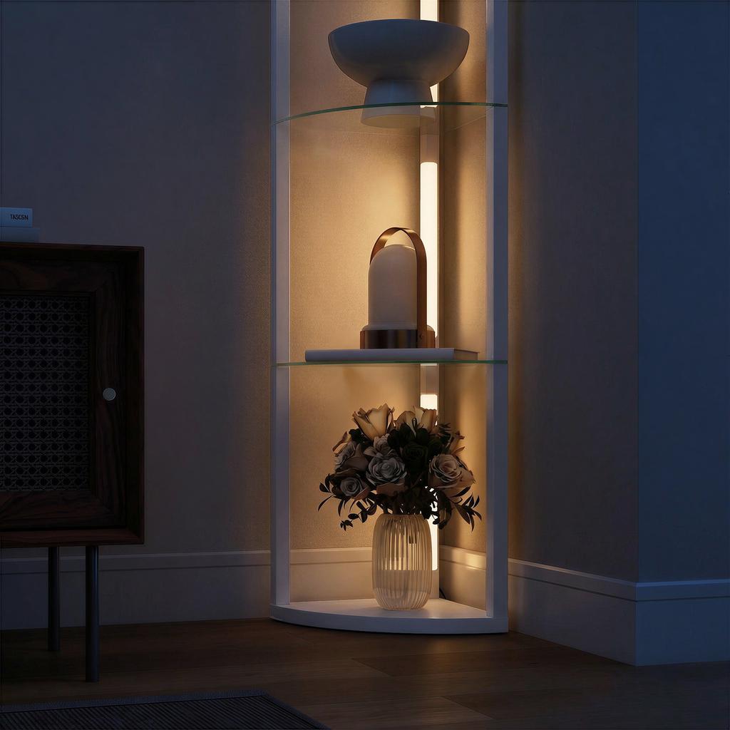 LED Floor Lamp with Shelves, Dimmable Standing Lamp with Foot Switch for Living Room, Bedroom, Grey