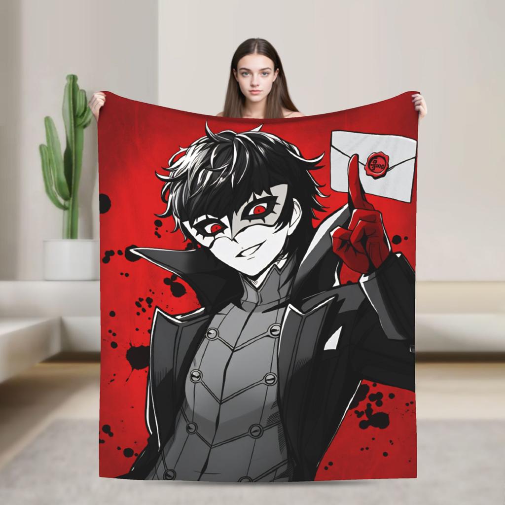 Soft Warm Blanket Picnic Animated Game P- Persona 5 Bedding Throws Flannel Bedspread For Couch Chair Aesthetic Sofa Bed Cover