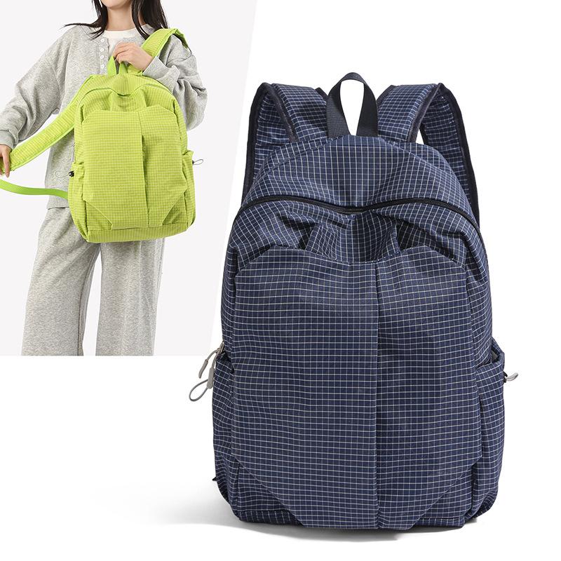 Schoolbag New Casual Backpack Large Capacity Simple Trendy Cool Backpack Men and Women Middle School Students Solid Color Schoolbag Backpack