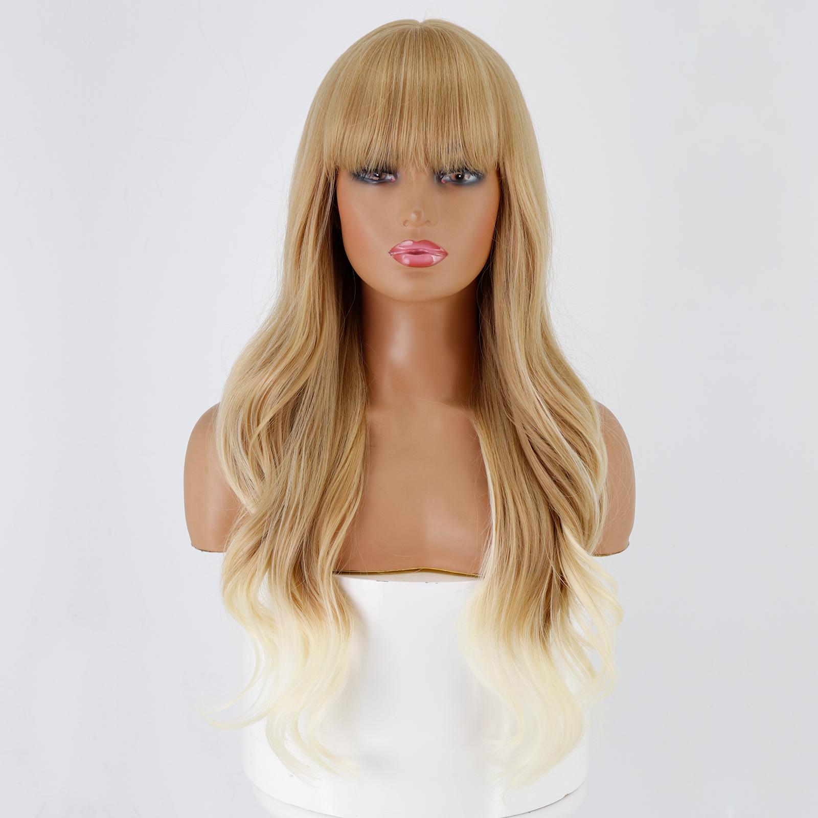 

Женский длинный парик с волнистыми волосами с челкой Оранжевый Фиолетовый Коричневый Черный Золотой Жаростойкие синтетические парики Косплей Вечеринка Ежедневно Сью Шиньон