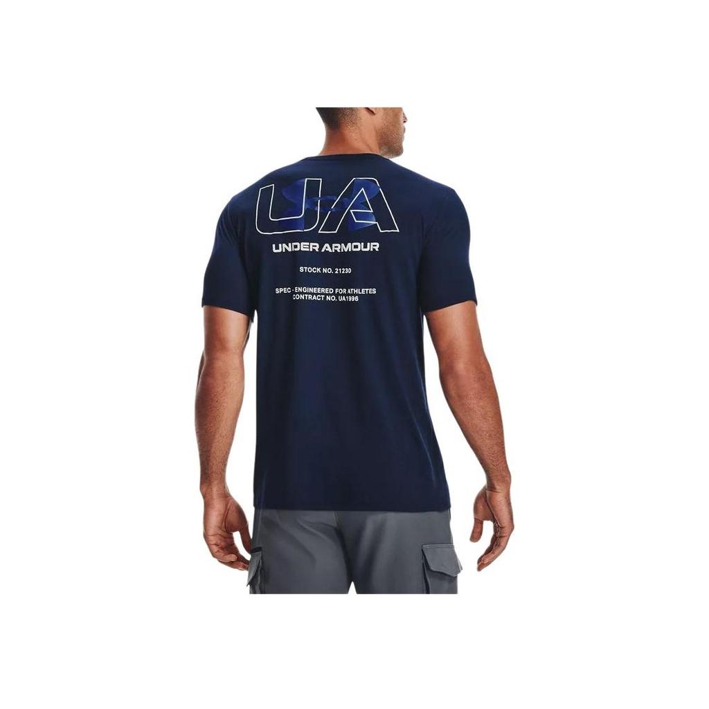 Under Armour Letter Logo Print Casual Short Sleeve T-Shirt Men Tops Academy-Blue 1366443-408