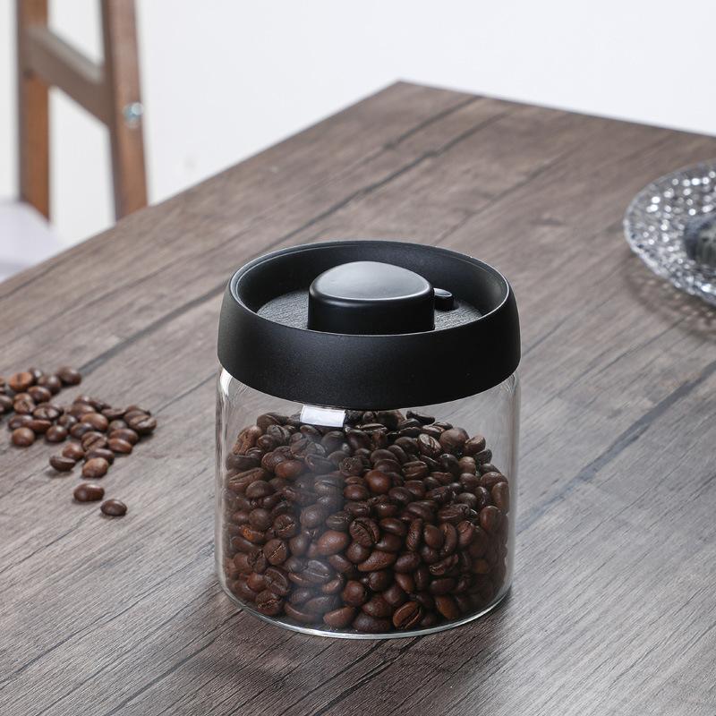 Coffee bean sealed tank Moisture-proof storage tank Vacuum fresh-keeping tank Glass tea tank Storage tank Storage box Tea leaves