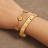 ZAKOL Fashion Five-leaf Flower Stacked Bracelet Bangle for Women Elegant Versatile Stainless Steel Zircon Gift