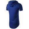 Men's T-shirt Hooded Zipper Decoration Medium Long Round Neck Base T-shirt