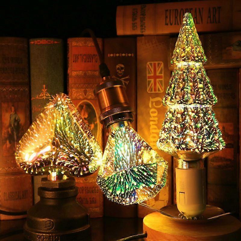 3D Decoration LED Light Bulb Christmas Tree Fireworks Bulb Lamp Holiday Night Light Novelty