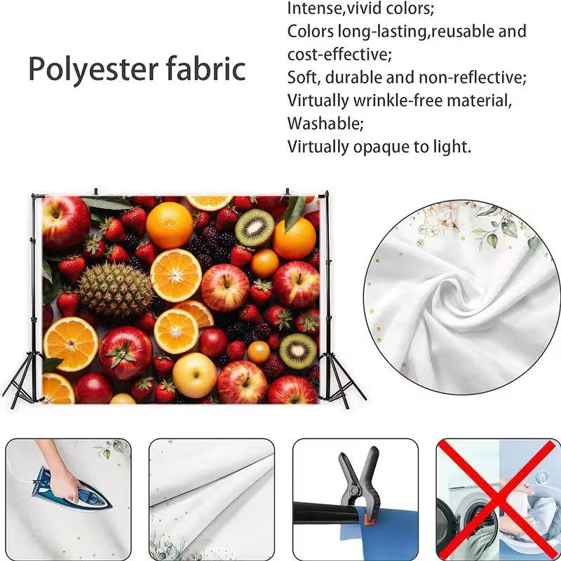 2D Flat Colorful Fruit Backdrop Summer Healthy Food Background Cloth