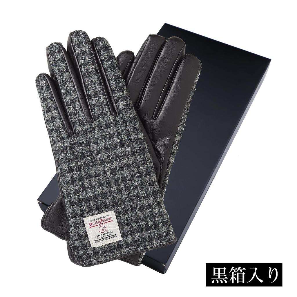 Harris Tweed Cashmere Smartphone Compatible Leather Cashmere Gloves [7th HEAVEN] Women's AY-19AA0483 (Houndstooth)