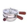 Single-Person Heat-Resistant Stainless Steel Pot Wood Handle For Fruit Salad Yogurt Breakfast Kitchen Cooking Bowl