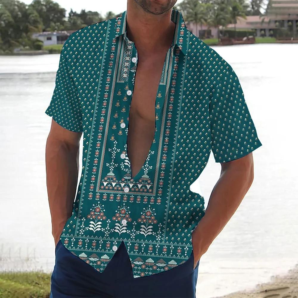 Holiday Beach Striped 3D Print Men Tops Man/Women Casual Fashion Short Sleeves Shirt Lapel Button Shirt Oversized Unisex Clothes