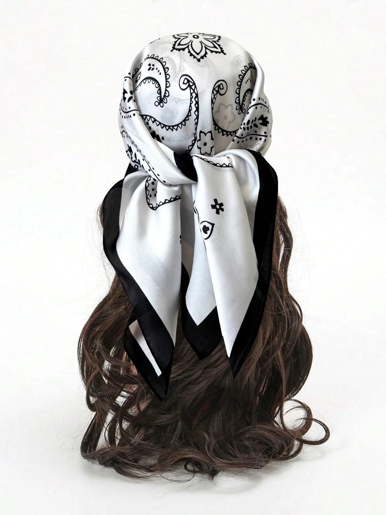 2024 New Fashion 70X70cmPrinted Women's Scarf Pashmina Silk Scarf Square Shawl Decorative Headband Neck Luxury Design Bandana