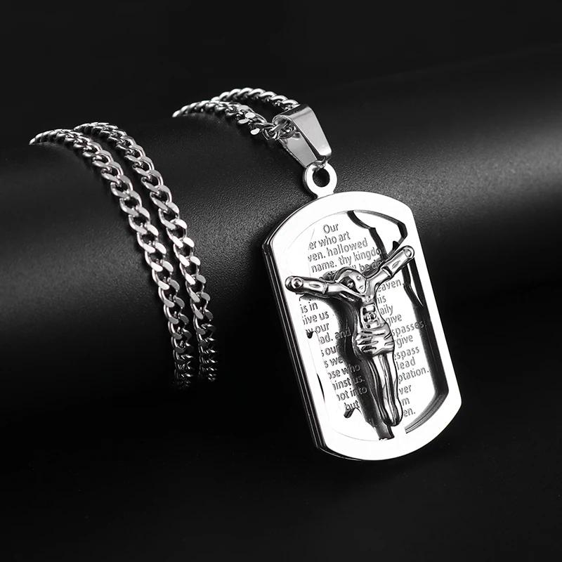 Saint St. Benedict Jesus Cross Pendant Necklace Men and Women Religious Christian Catholic Amulet Stainless Steel Jewelry