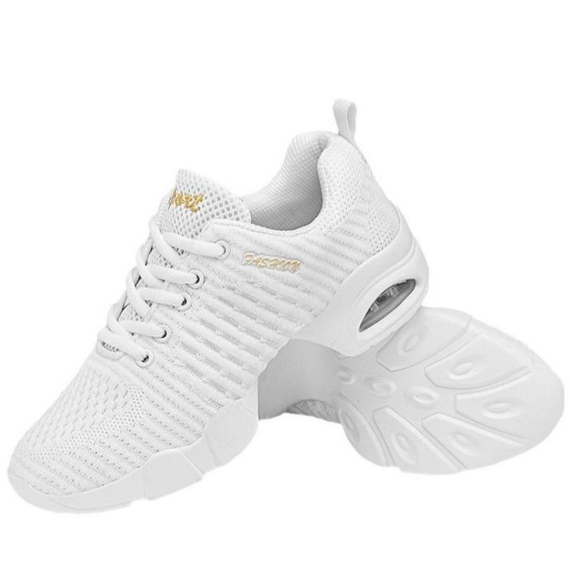 Women's Dance Shoes White Sports Dance Shoes Soft Soled Mesh Jazz Shoes