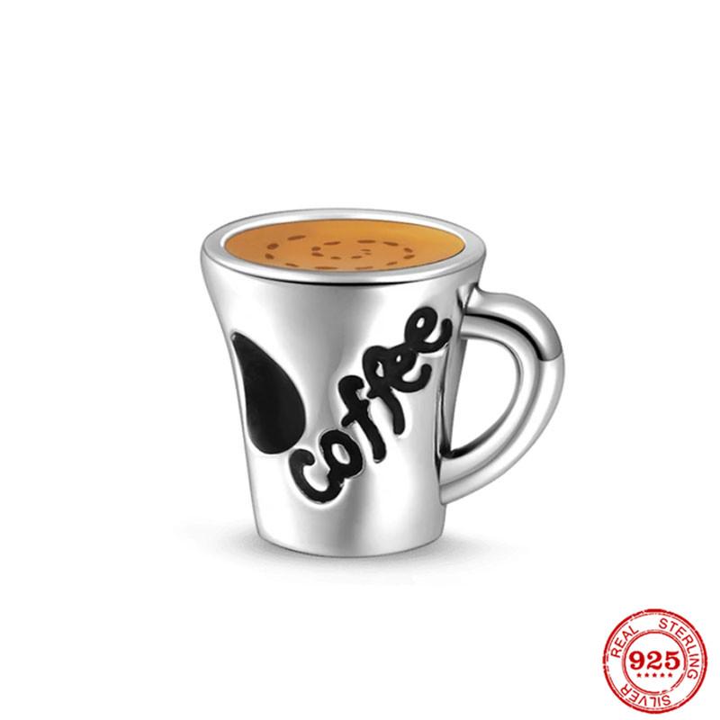 Brand New Copper Metal Coffee Cups & Coffee Machines Charm Bead Component Bead Components Compatible With Authentic Original Bracelet High Quality