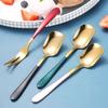 Stainless Steel Spoon Ice Cream Spoon Children's Titanium-plated Spray Paint Dessert Spoon Honey Stick  Kitchen Accessories