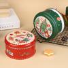 Round Christmas Tinplate Candy Box Metal Santa Claus Biscuit Packaging Can Empty Gift Packaging Box Sugar Packing Box