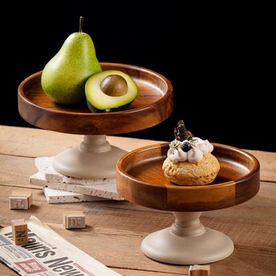 Modern Eco-Friendly Wooden Cake Tray Tall Stylish Dessert Table Display Party Decoration Solid Wood Fruit Tray