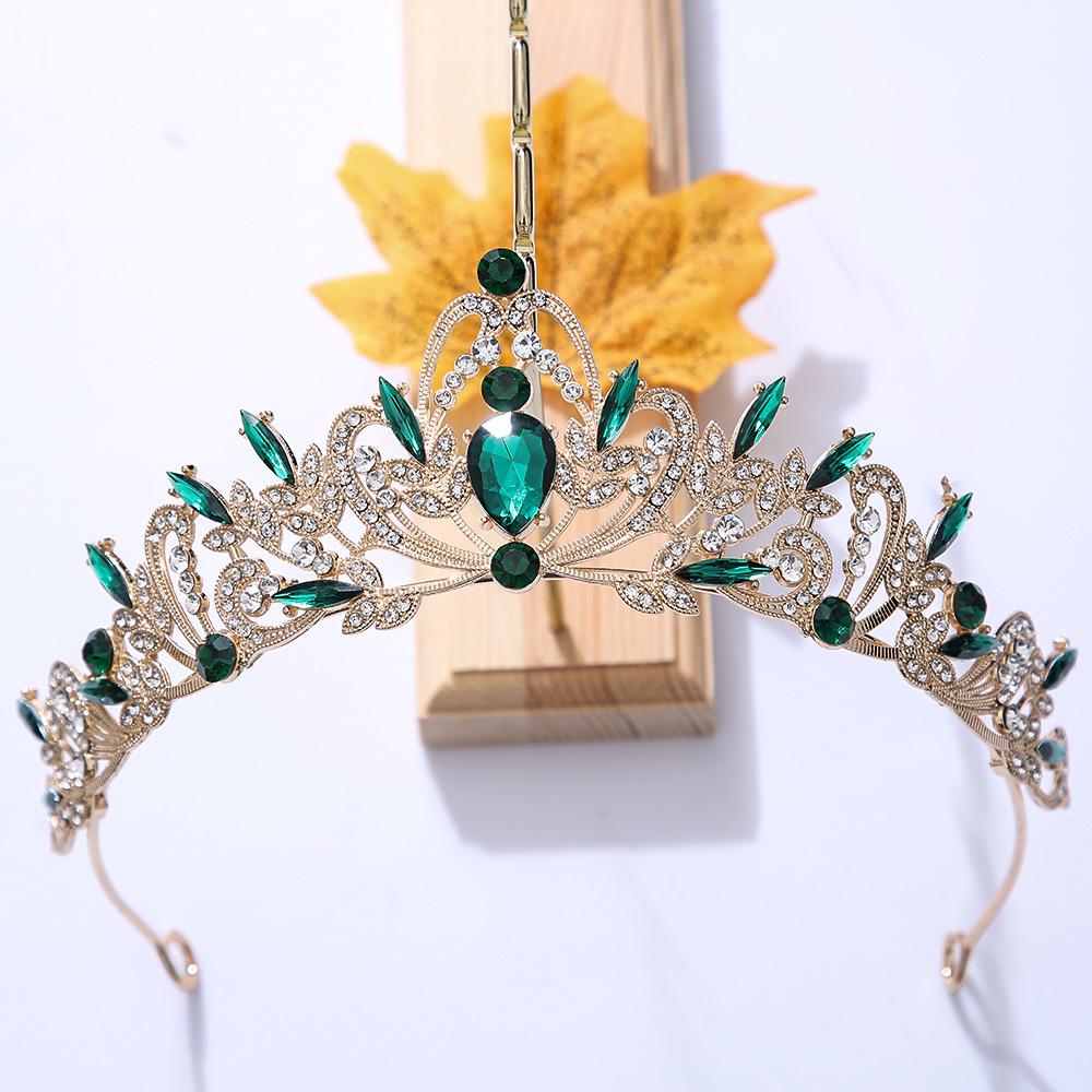 DIEZI Elegant Korean AB Pink Red Crystal Tiara Crown Women Girls Party Wedding Princess Rhinestone Bridal Crown Hair Jewelry