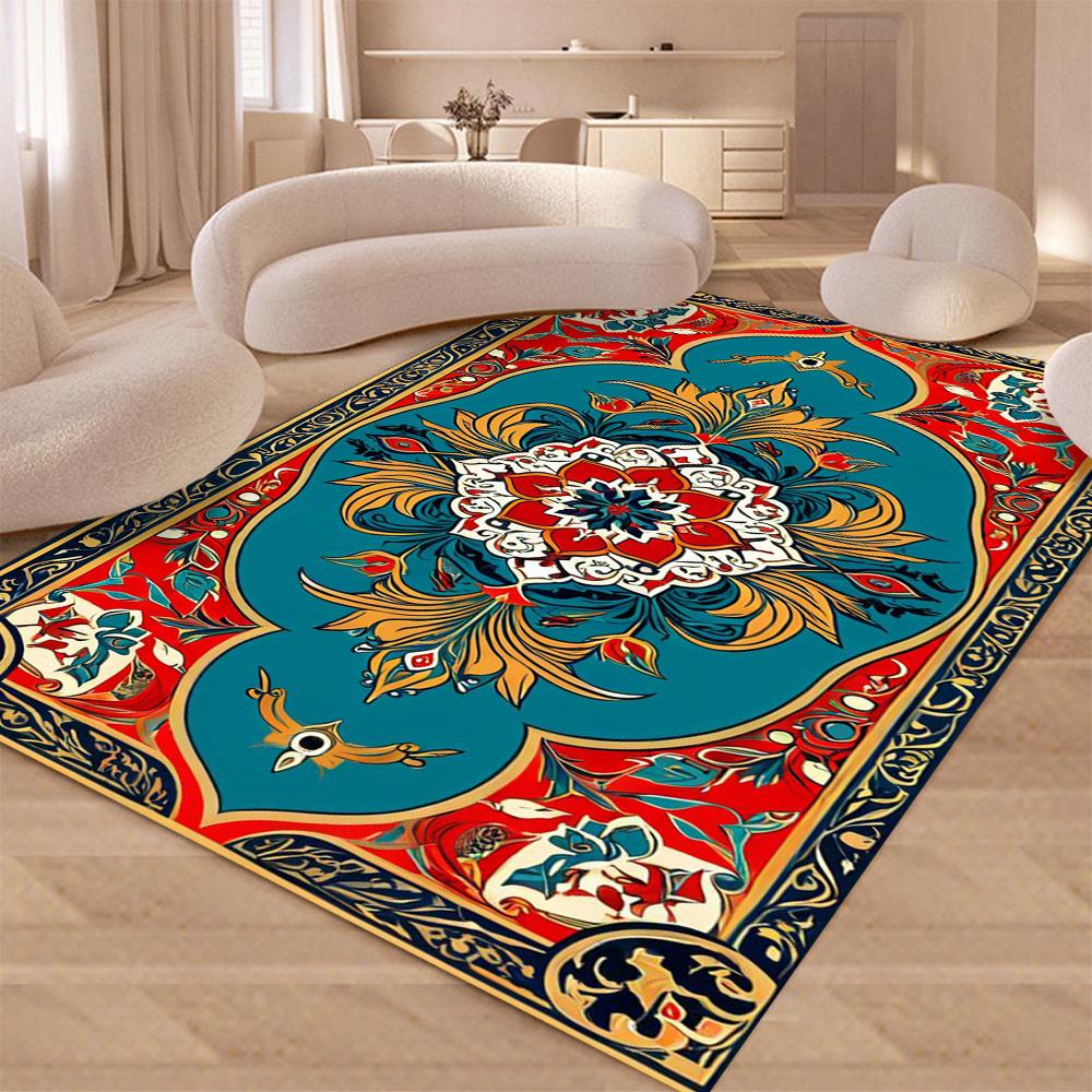 Brightly Printed Mughal Floral Carpet for Living Room Sofa Decor Rugs Bedroom Rug  Kitchen Coffee Table Floor Mat Indoor Rug