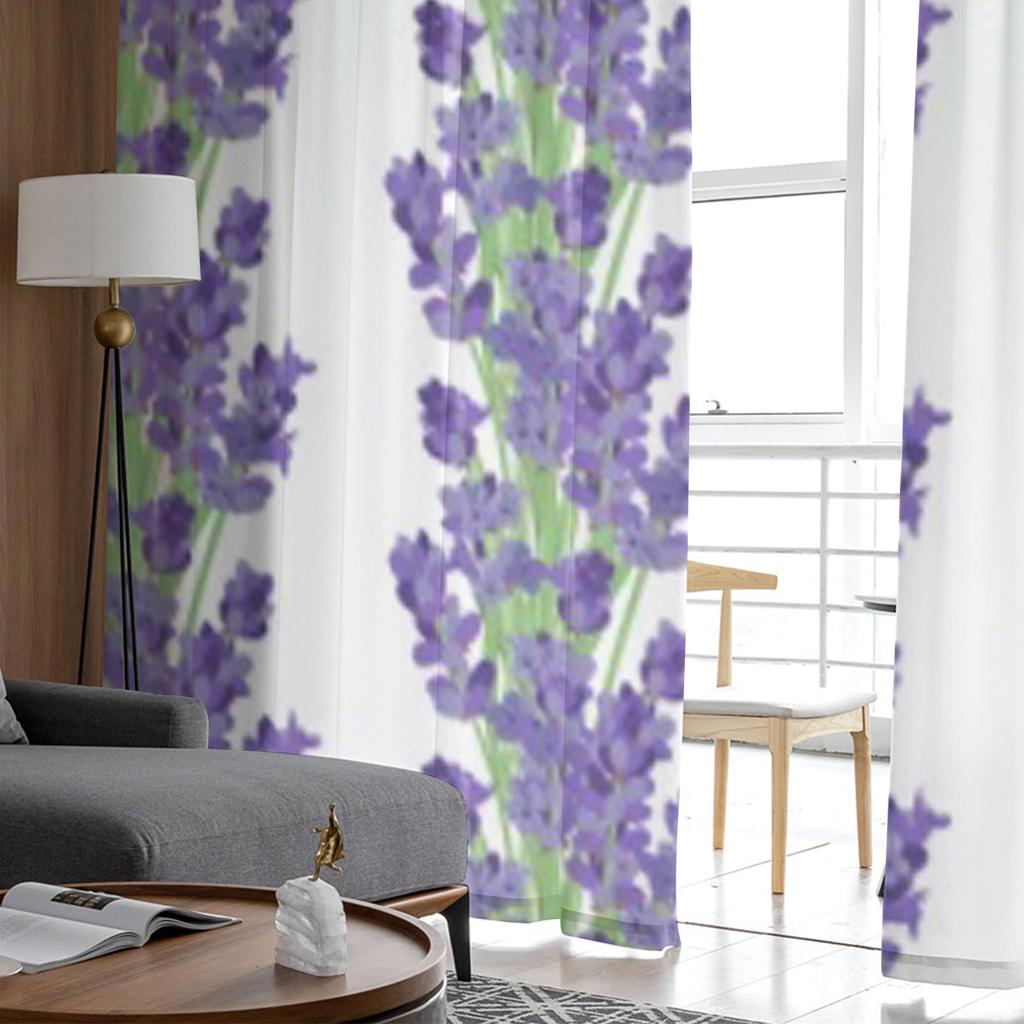 Lavender Flowers Luxurious Chiffon Sheer Curtains for Living Room Bedroom Decoration Window Voiles Tulle Curtain