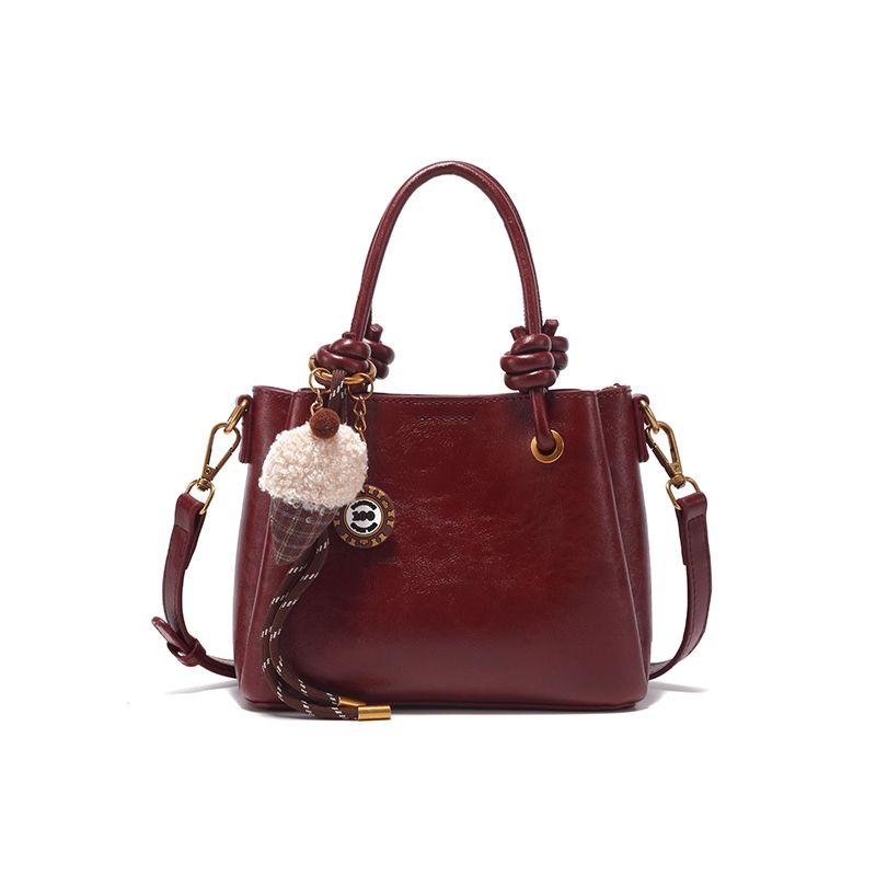 

Red Women Bag High-Grade Handbag Light Luxury Niche Bridal Wedding Bag Gift Commuter Versatile Messenger Bag Burgundy