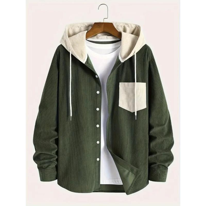Fashion Trend Spring Autumn Corduroy Hooded Jacket Comfortable Casual Daily Men