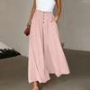 Pantaloni di Lino Casual alla Moda da Donna a Vita Alta