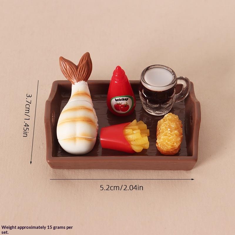 Miniature Fast Food Toy Set Lifelike Tiny Snack Model Odorless for Dollhouse Accessory DIY Craft Preschool Education Puzzle Toy