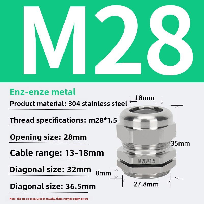 1Pcs Waterproof Cable Gland 304 Stainless Steel Glands IP68 PG7 PG9 M12 M16 Metal Joint PG13.5 M20*1.5 Cable Fixing Seal Joint