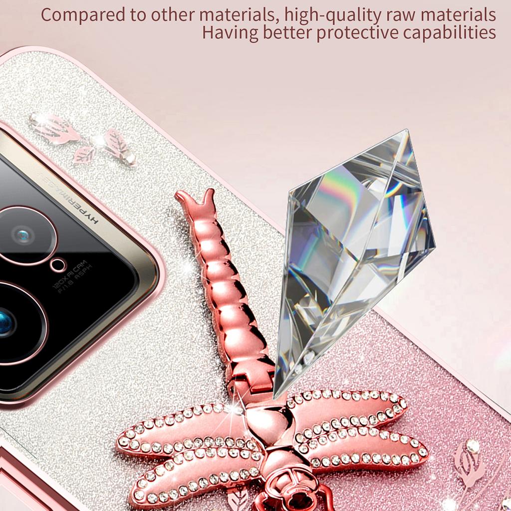 KADEM For Realme GT 7 Pro 5G Case Dragonfly Kickstand TPU Flowers Glitter Phone Cover