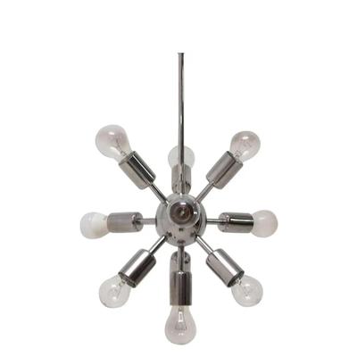 Lustre Sputnik a Dieci Bracci Midcentury Space Age Cromato Lampadario Pendente Vintage Artistico di Classe