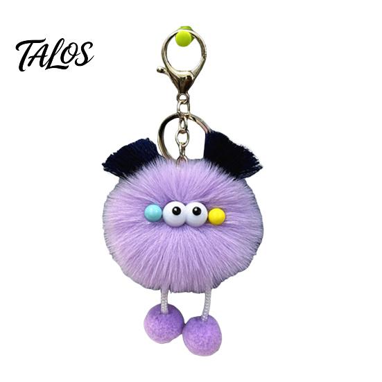 Portable Plush Decoration Cartoon Ball Keychain, Fluffy Pompom Keychain with Metal Clasp, Key Holder Backpacks Handbags Keys Decorative Pendant