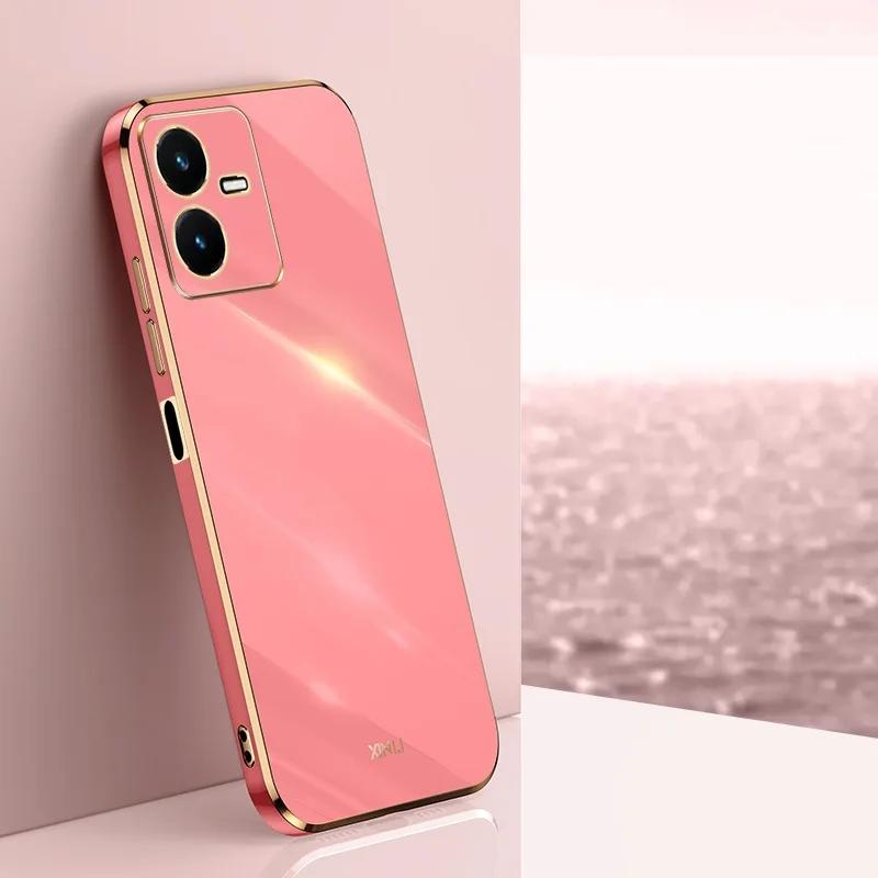 Luxury Plating Case For Vivo Y22S Y16 Y35 Y55 Y01 Y55 Y53S Y33S Y21 Y76 Y52 Y72 5G V21E V23 V25E V25 Soft Silicone Carcasa Coque