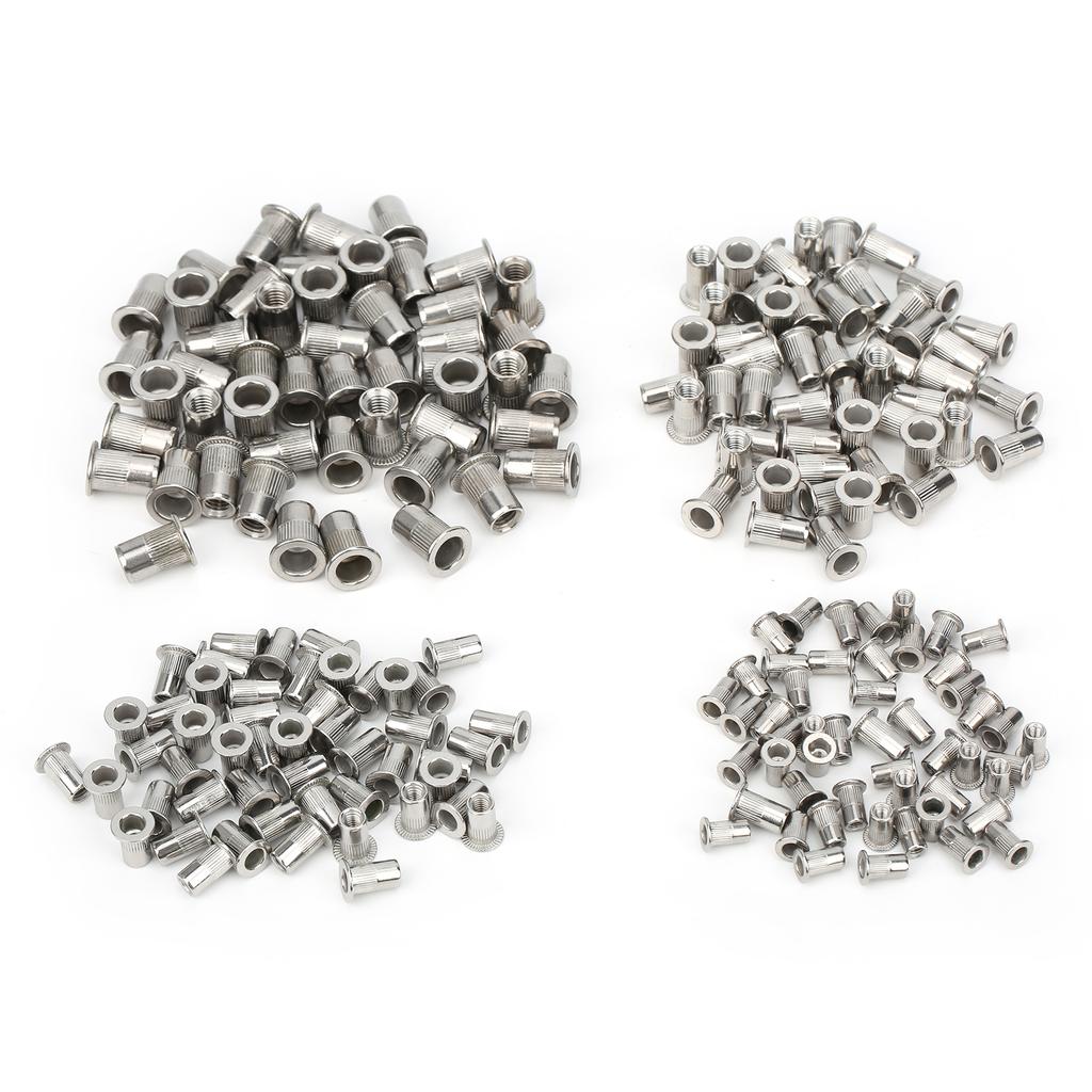 200Pcs Stainless Steel Mixed M3 M4 M5 M6 Rivet Nut Insert Nuts Kit Hardware Accessory