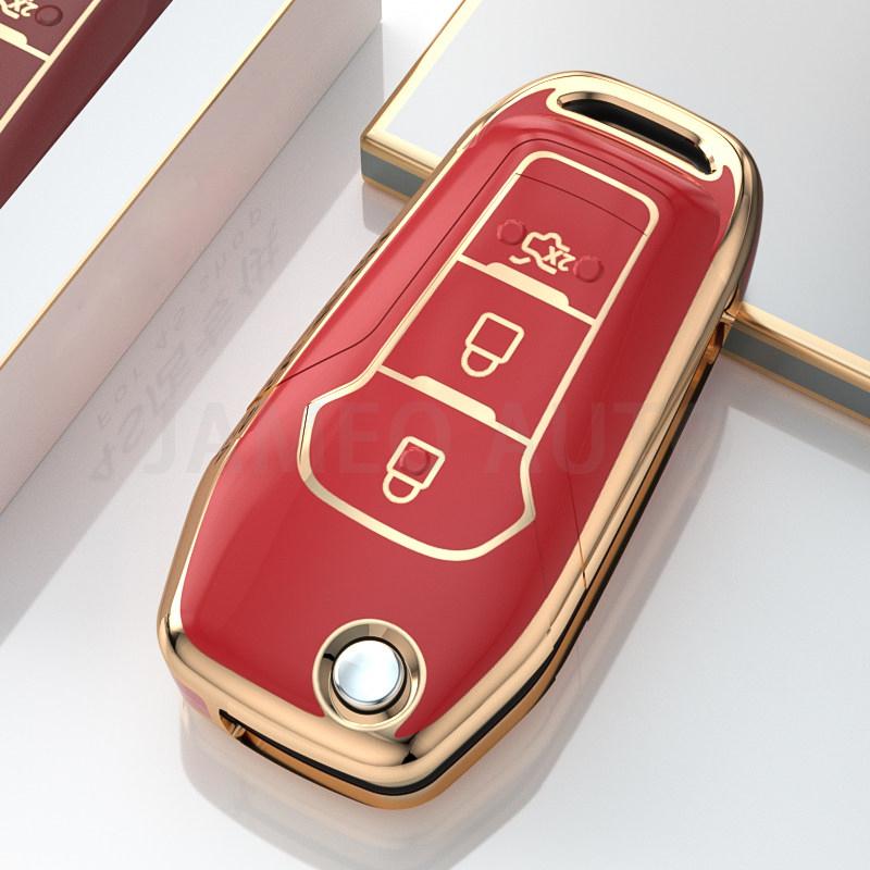 Tpu Car Key Shell Case For Ford F-150 F-250 F-350 Explorer Ranger Ka Fiesta Mondeo Car Folding Key Cover Holder Keychain Set