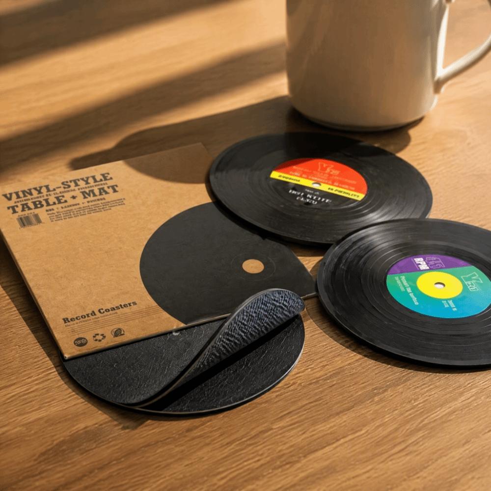 2pcs ABS Vinyl Record Coasters Black Music Disk Coasters Record Coasters  for Housewarming Gift