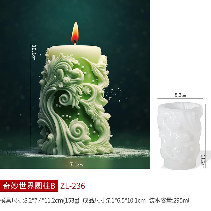 Spiral Carved Cylinder Scented Candle Silicone Mold DIY Aroma Diffuser Stone Gift Set