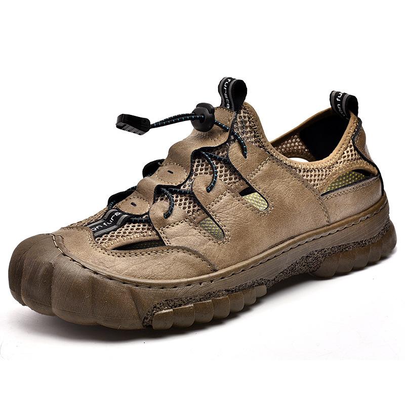 

Summer men s sandals 2024 new trend hole shoes bag head soft sole breathable outdoor Vietnam Roman beach shoes 46 хакі